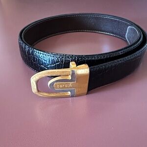 Pierre Cardin Black Belt with Gold Buckle